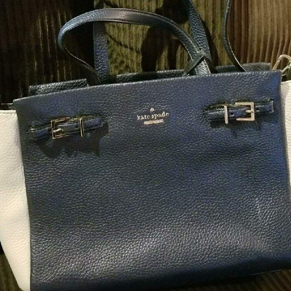 Lowered price!  Kate Spade navy and cream purse